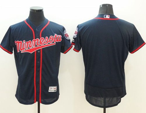 Twins Blank Navy Blue Flexbase Authentic Collection Stitched MLB Jersey - Click Image to Close
